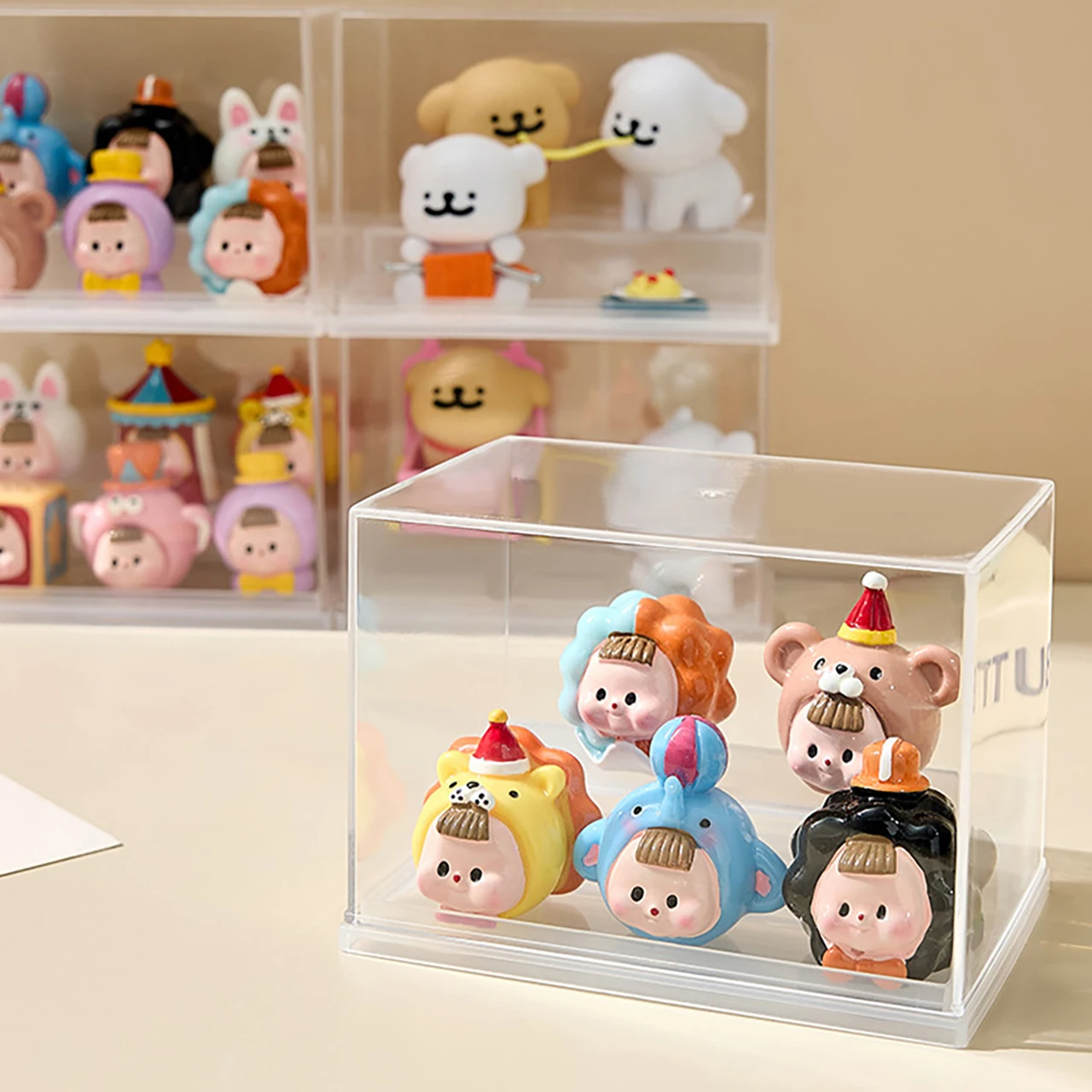 Tansparent Doll Storage Box Acrylic Display Case for Bubble Mart Labubu Organizer Stand in-stock Figurines Ornaments Collection