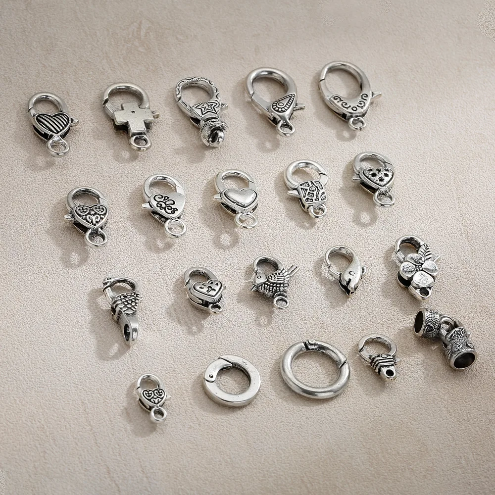 50pcs/lot 26x15MM Lobster Clasp Hooks Heart Cross Animal Keychain Clasps Bracelet Chain Accessory for Jewelry Making Components