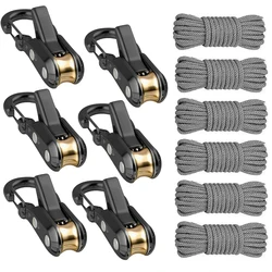 High - Strength Retractable Paracord Kit with Alloy Carabiners and Windproof Binding Straps (6pcs B)