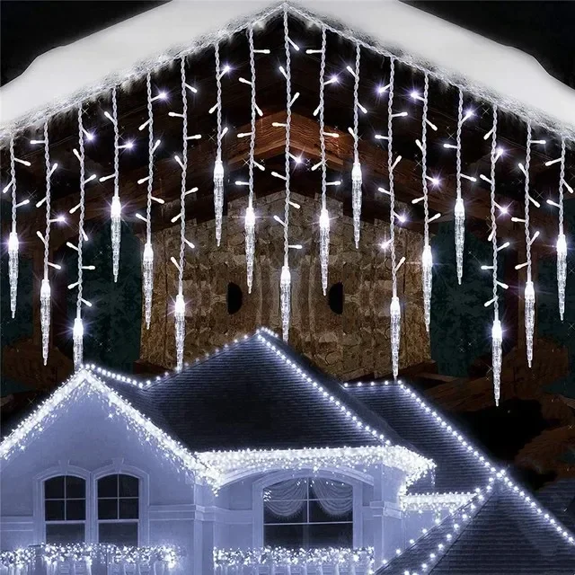 thumbnail image 1 of Guirnalda navideña 2024, cortina de luces LED, cadena de carámbanos, CA 220 V/110 V, lámpara decorativa para jardín, calle, exterior, luz navideña., 1 of 5