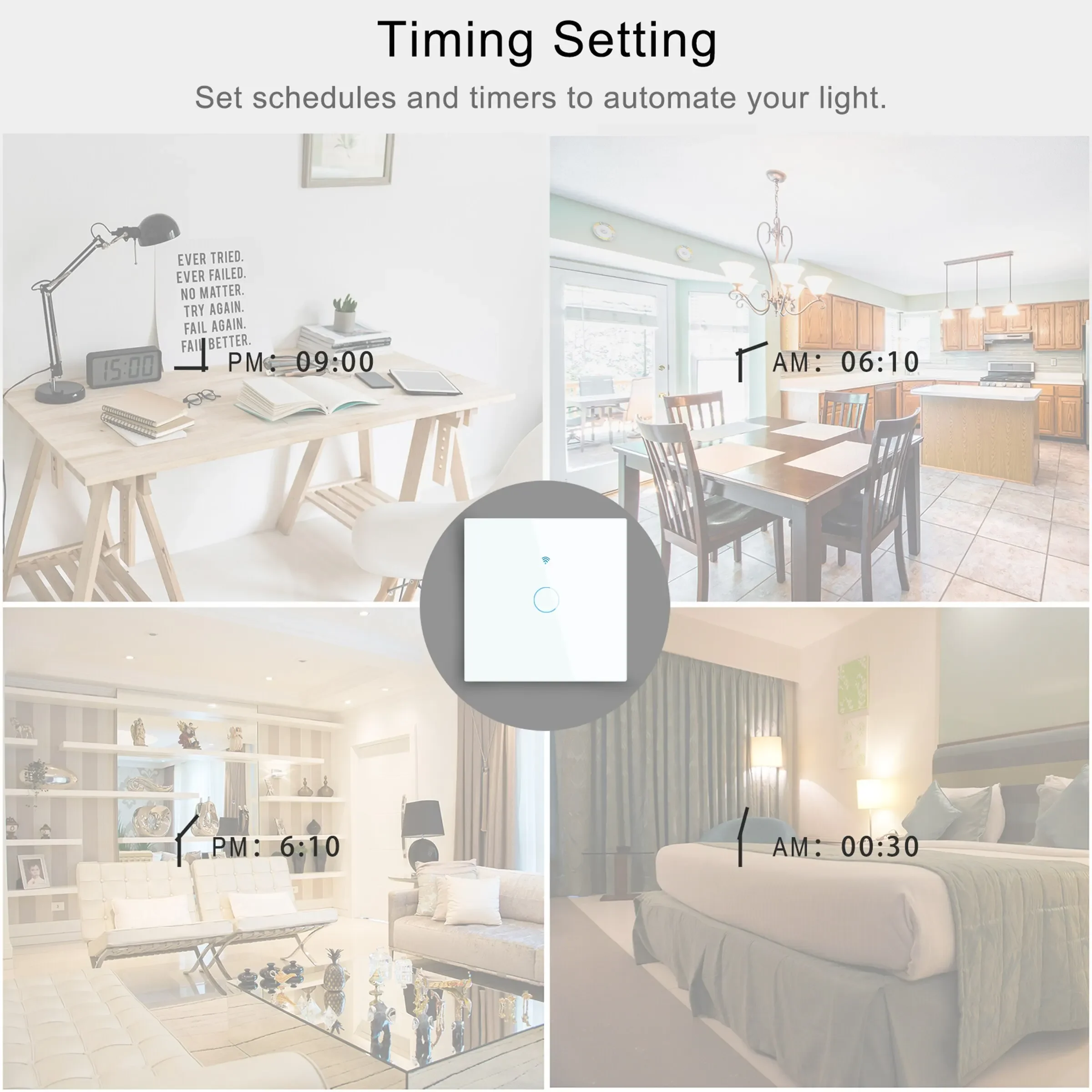 Tuya Smart Wifi Wall Touch Switch Required Neutral Wire Wireless Remote Control US/EU Switch 1-4Gang for Alexa Google Home Alice