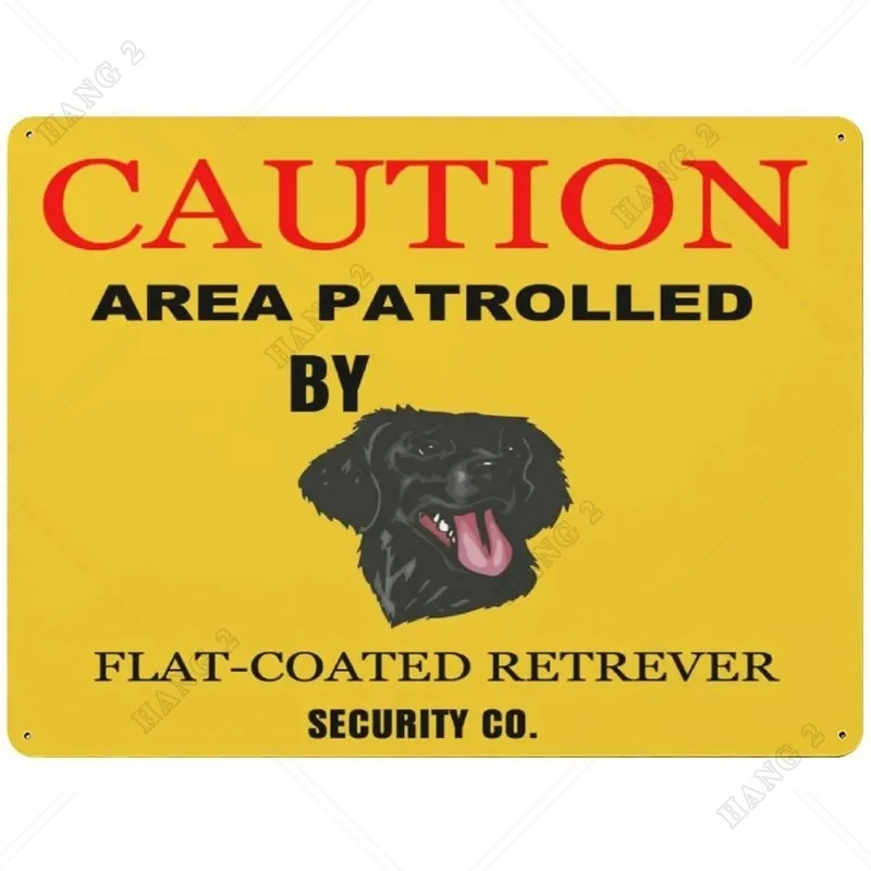 Segnale In Metallo Attenzione Patrolled Flat-Patched Retriever Dog Security Signs Custom Street Sign Vintage Metal Wall Decor Road Sign