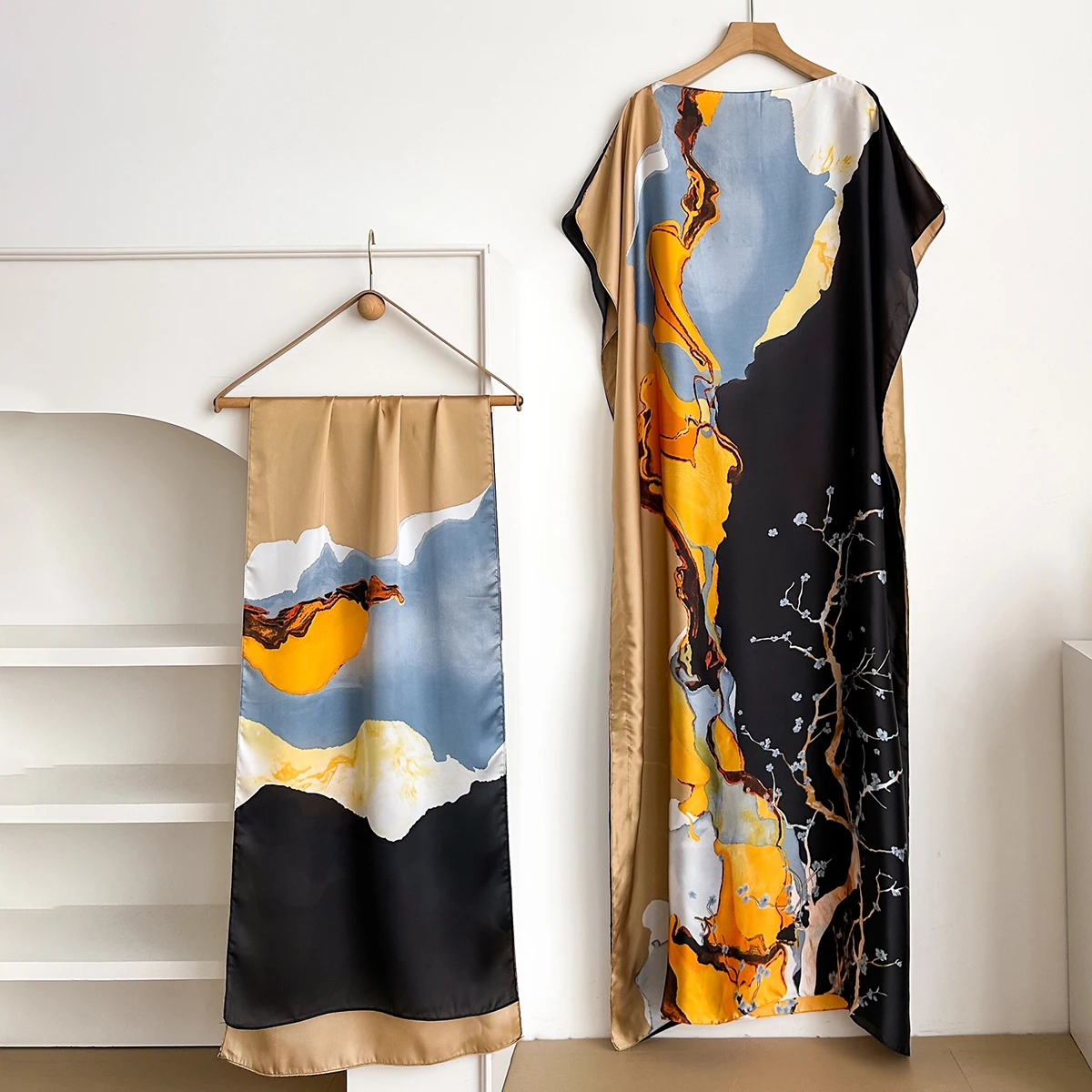 New 2025 Dubai Abaya For Women Summer Short Sleeve Cotton Dress Gold Stamping Loose Lady Maxi Islam African Dress With Big Scarf