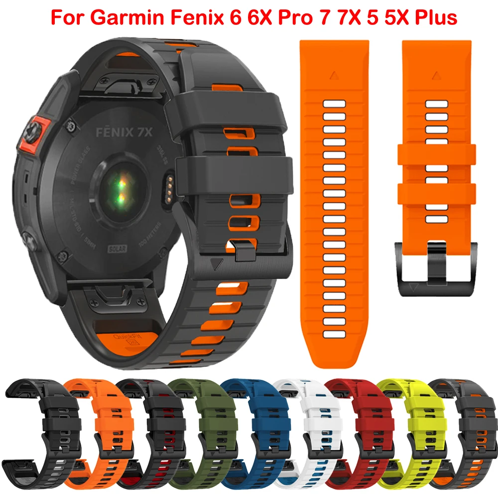 

22 26mm Silicone Watchband Strap for Garmin Fenix 7X 7 Pro 6 6X 5 5XPlus Epix Pro Gen 2 Instinct WristStrap Replaceable Bracelet