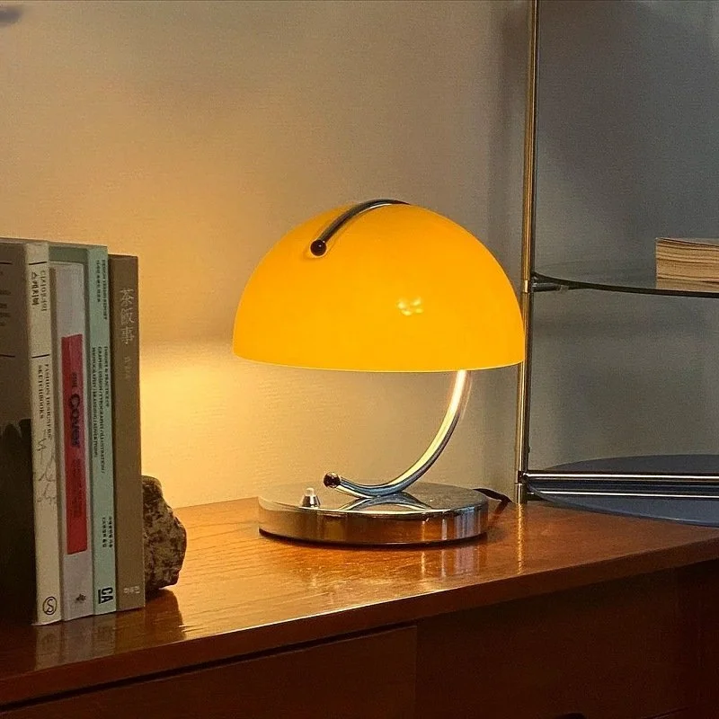 

Modern Bauhaus Glass Table Lamp Bedroom Bedside Lamp Metal Porch Atmosphere Lamp Celebrity Nordic Retro Homestay Decoration