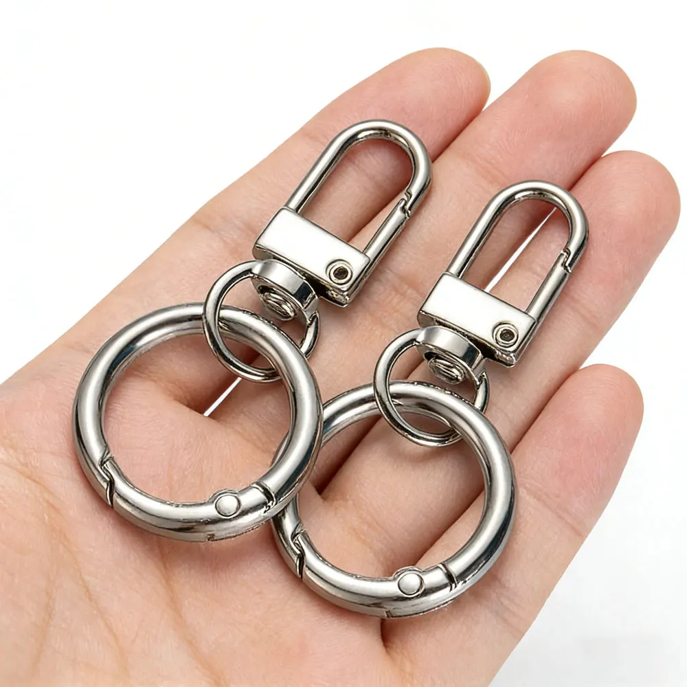 10/20/50pcs Silver Color Keyring Lobster Clasp Hooks With Adjustable Buckle For Making Keychain DIY Bags Doll Hook Jewelry
