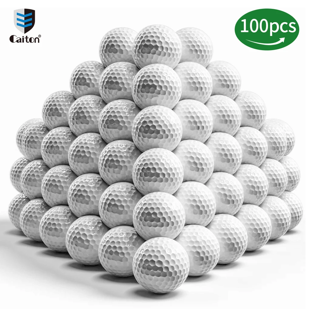 Caiton 100pcs 3-Layer Practice Golf Balls - High Performance, Long Distance, Durable, Soft Feel - For All Skill Levels