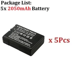 High-Capacity 2050mAh Rechargeable Camera Battery Replacement EN-EL14a/EL14 (5Pcs Battery)