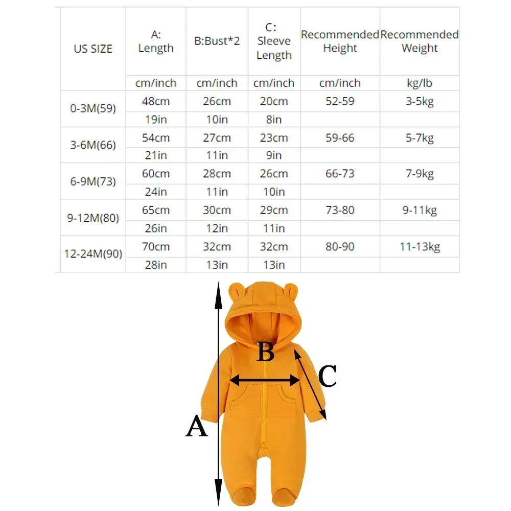Baby Bear Romper Clothes Solid Cotton Warm Korean Boys Girls Bodysuit Newborn Hooded Lounge Outfits Jumpsuit Costume