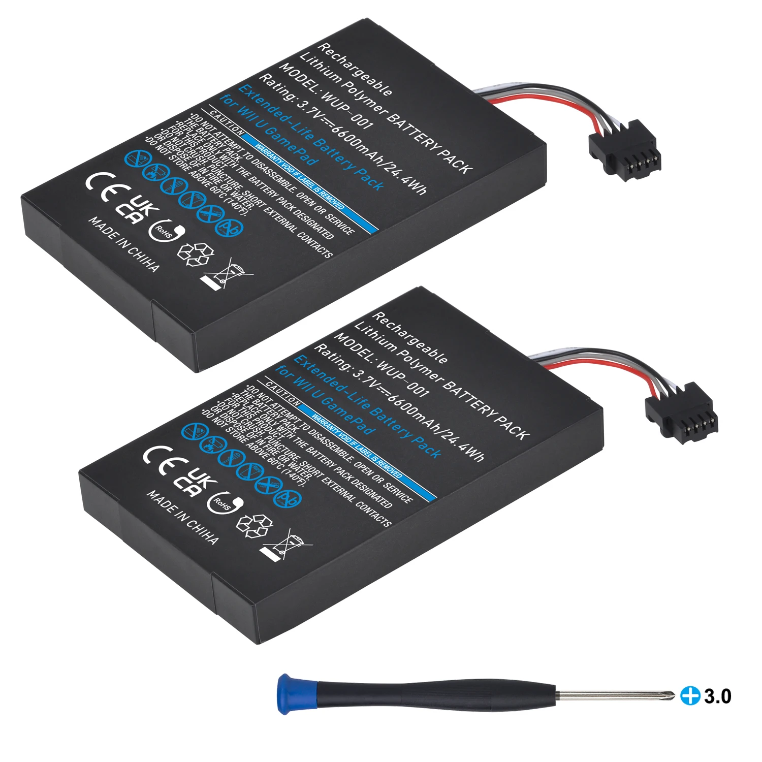 6600mAhWiiUGamepadBatteryReplacementRechargeableBatteryPackforNintendoWiiU