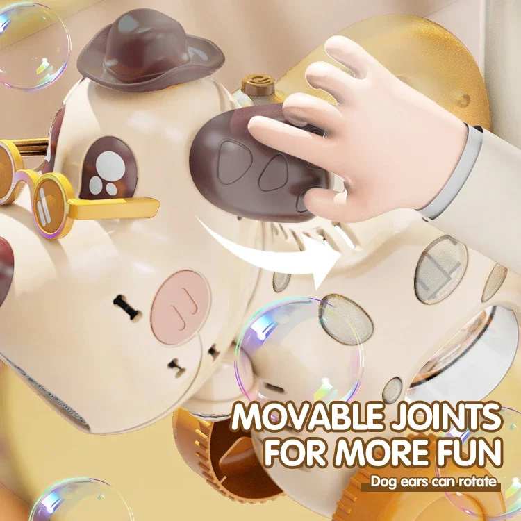 Dog Bubble Walker Toys Outdoor Automatic Pomperos Bubbles Soap Blower Machine with Light Electric Bubble Cart for Kids Gifts