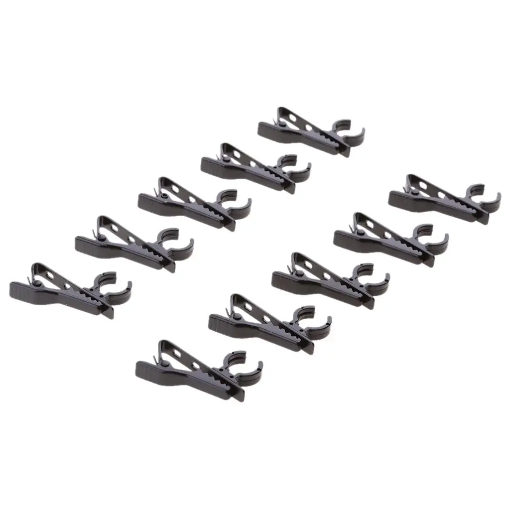 10Pcs Black Metal Mini 12mm Dia Lavalier Lapel Collar Clip Mic Microphone Holder Grip for Nady Headset