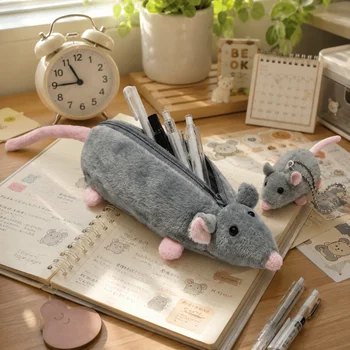 Astuccio Grande Capacità Morbido al Tatto con Chiusura a Cerniera, Design Floreale e Topolino, Portatile per Cancelleria