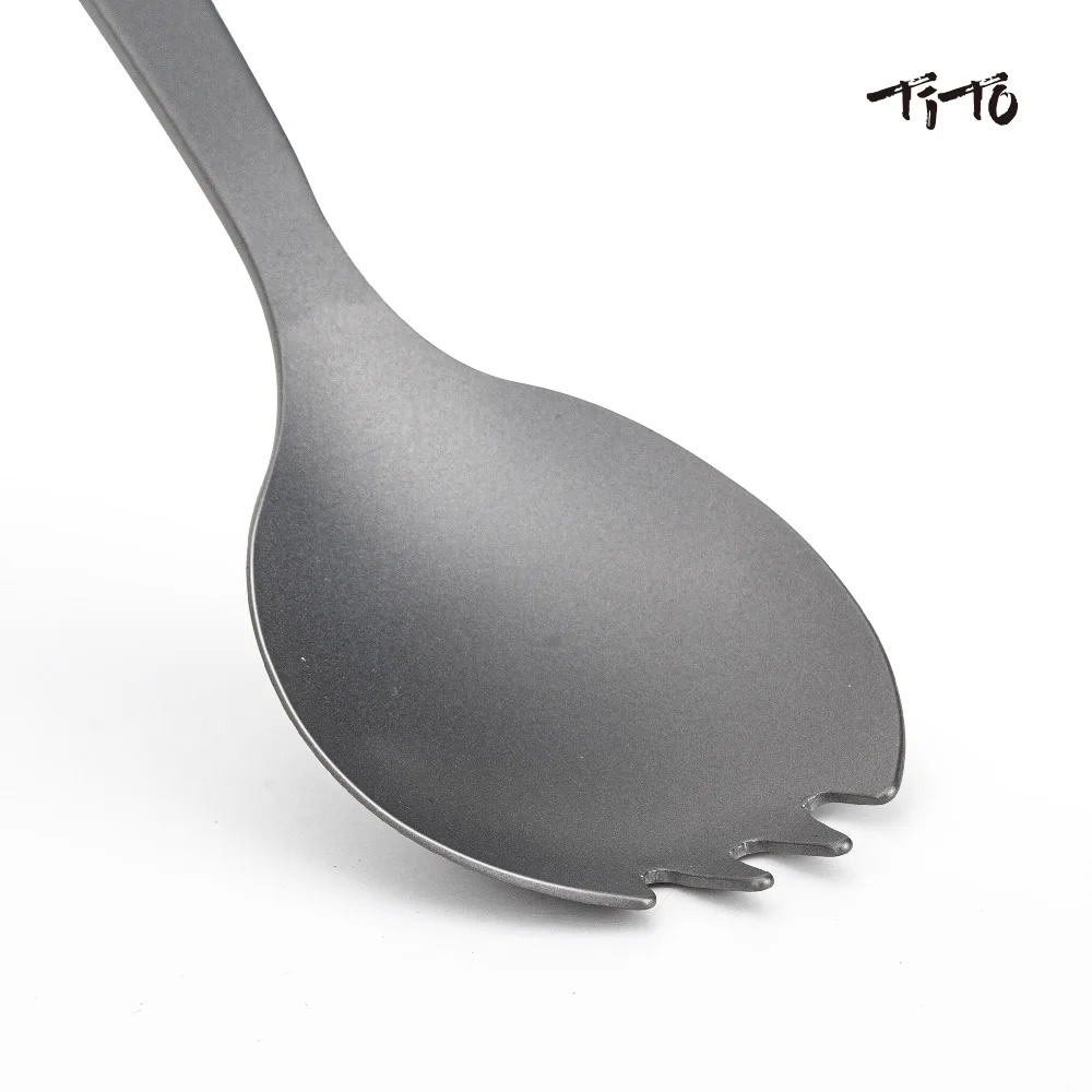 TiTo – fourchette en titane 2 en 1, vaisselle de Camping en plein air avec ouvre-bouteille, cuillère et fourchette de pique-nique de randonnée pour voyage