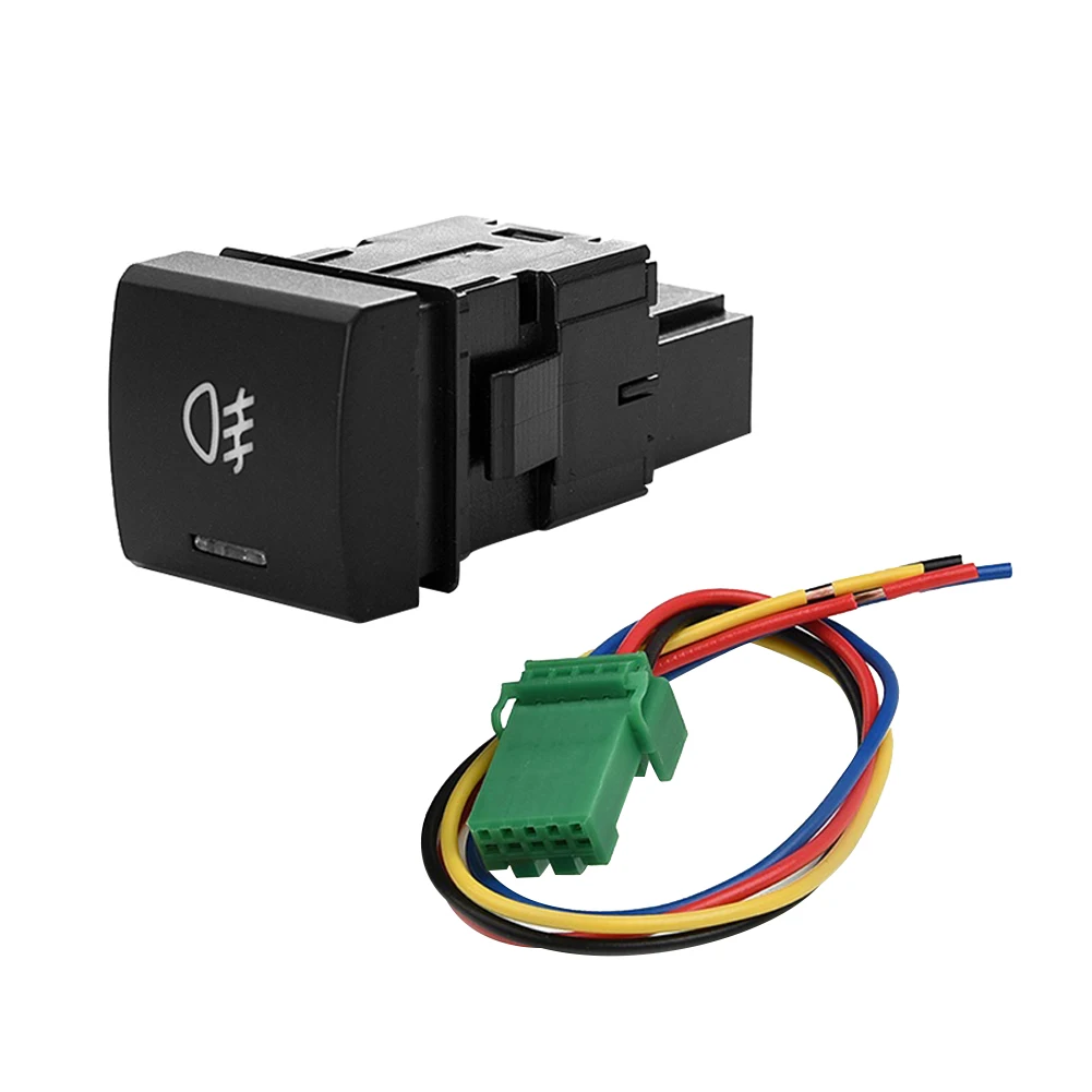 Automobile Fog Lamp Switch with Green Light Fog Lamp Control Pure Copper Wire Fog Light Button Replacement 12V 24V for New Camry