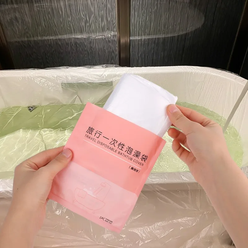 1-6PCS Bath Bag Travel Disposable Bathtub Cover Portable Bath Bucket Film Easy Liner Thickened Travel Hotel Shower Bags 1.2*2.6m 2