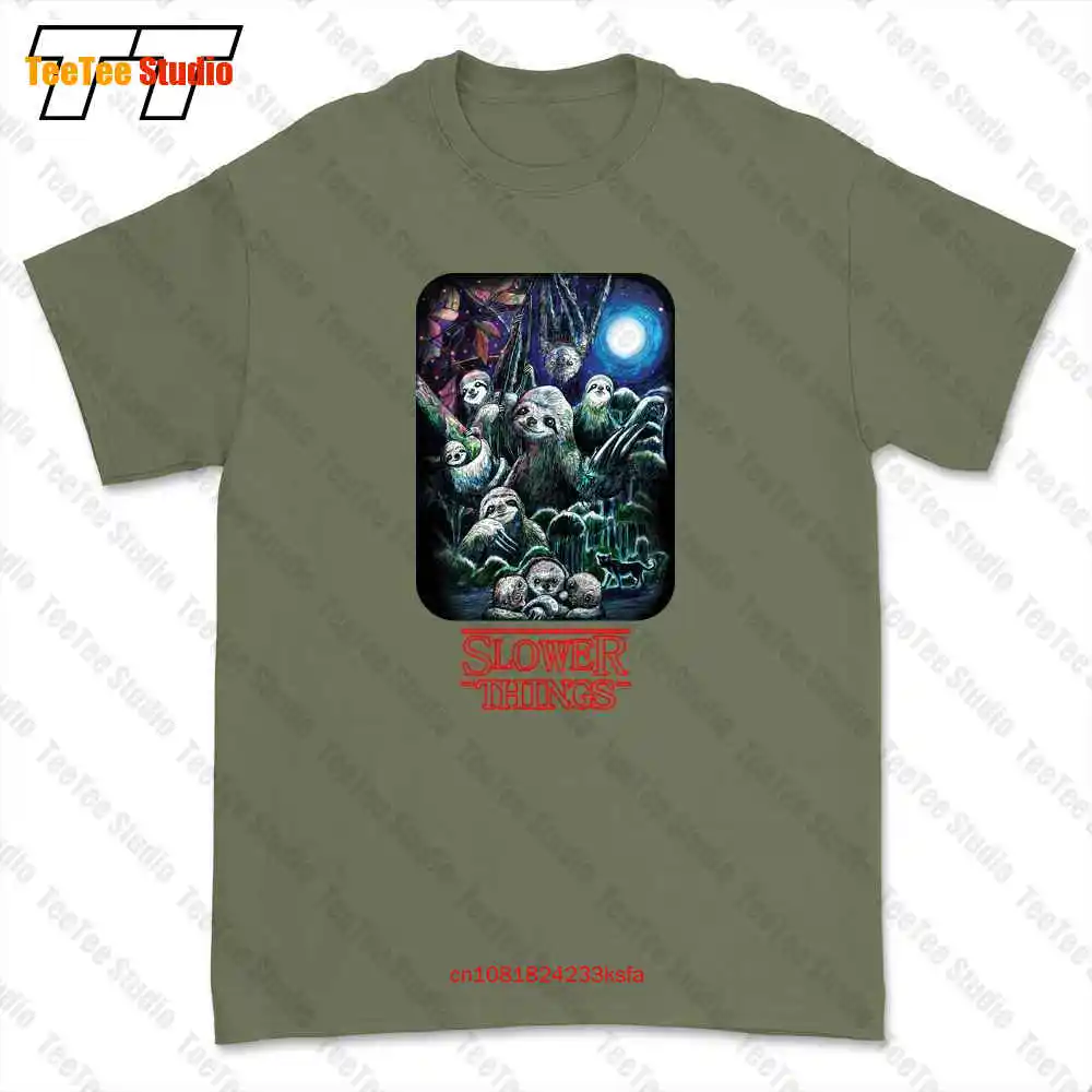 Camiseta con estampado de perezoso, divertida, de Slower Things, inspirada en Stranger Th!Ngs, 1MQM