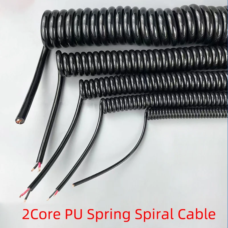 Black Spring Cabo Espiral Cabo Encolhível 2core 22 Awg 20 Awg 18 Awg 17 Awg 15 Awg Fio Awg Fio Awg Fio Awg a 10m