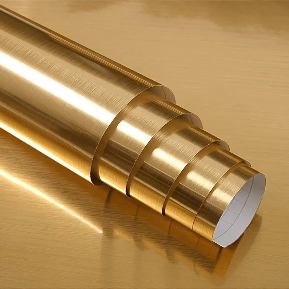 PVC Metal Brushed Gold Silver Removable Wallpaper Decor Film Vinyl Waterproof Oil-proof House Appliance Kitchen Elevator Sticker 3