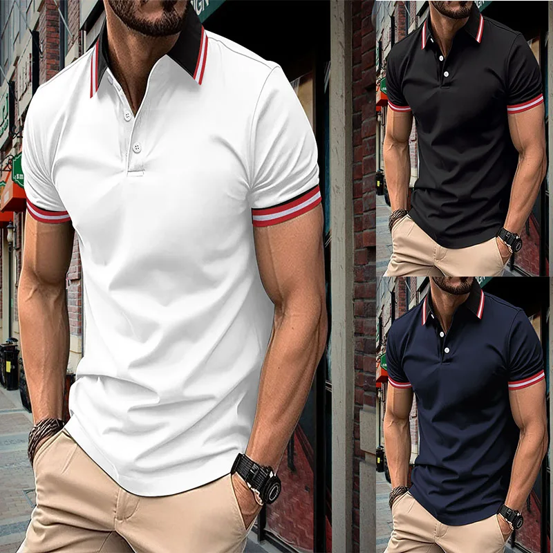 

Summer oversized new men's casual short sleeved polo shirt office fashion men's polo shirt men's clothing