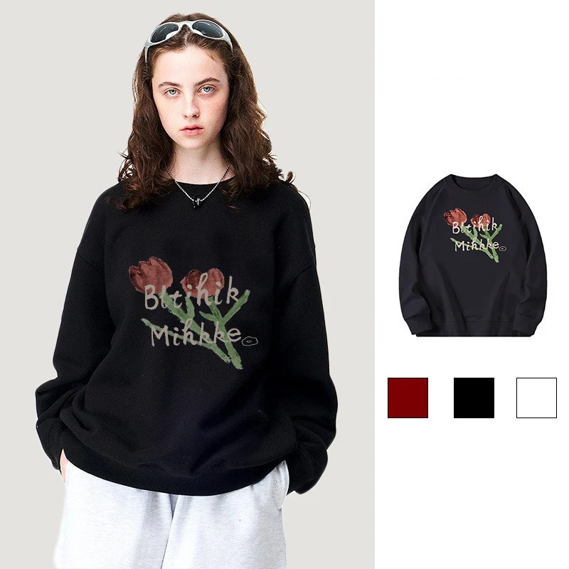 

Vintage Hooded Sweatshirt Streetwear Light Gray Dark Long Sleeve Oversized Hoodie Winter Warm Cotton Fleece Hoodies Women