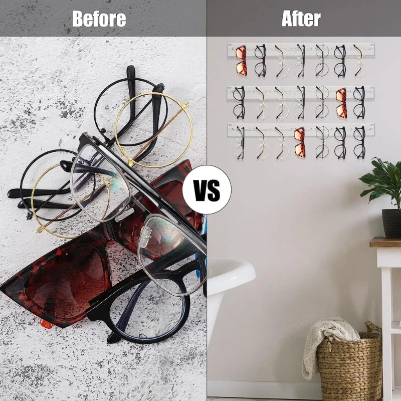 Sunglasses Holder Organizer Acrylic Sunglasses Storage Hanger Rack Wall Mounted Eyeglasses Holder Eyewear Display Rack B03E 6