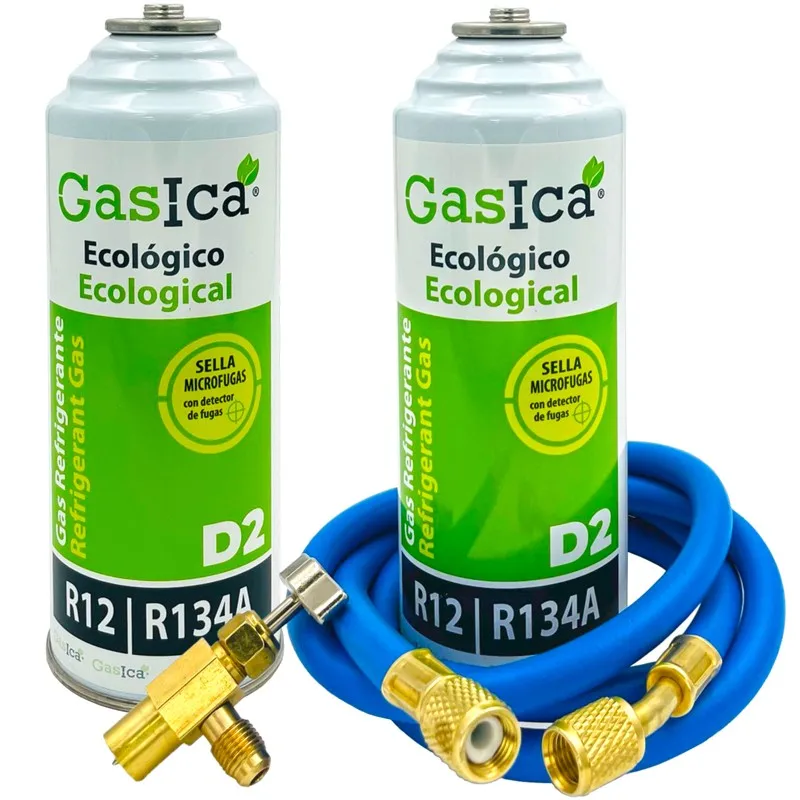 Gas Refrigerante Gas Pack D2 - R12-R134A + 5/16 Tubo Di Ricarica X1/4 + Valvola
