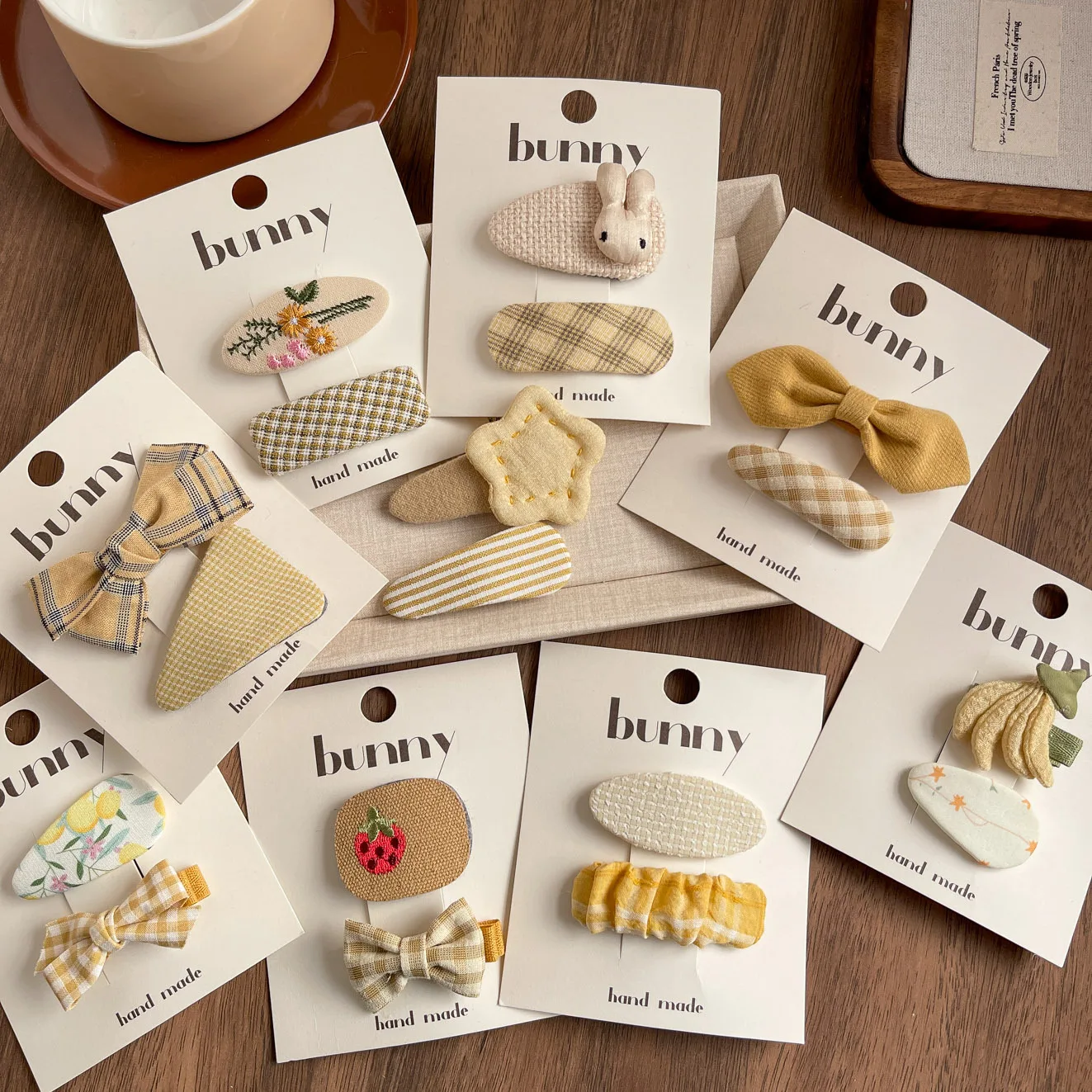 2pcs/set Baby Kids Plaid Hair Clips Korean Simple Bow Floral Hairpin for Toddler Girls Cartoon Bang Side Clips Hair Accessories