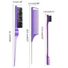 3pcs Hair Styling Comb Set Teasing Hair Brush Triple Teasing Comb Rat Tail Combs Edge Brush Hair Tail Tools Braid Tool Loop 4