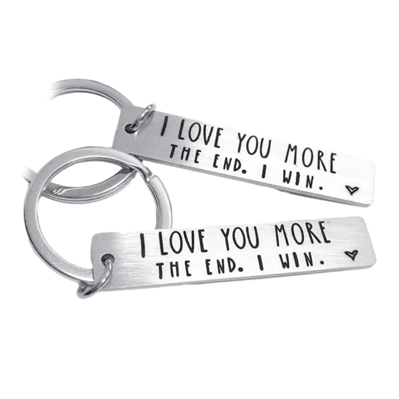 

Lettering Keychain Charm, I lOVE More The End Keychain Couple Keyring Birthday Christmas Present, Engraved Keyring Charm