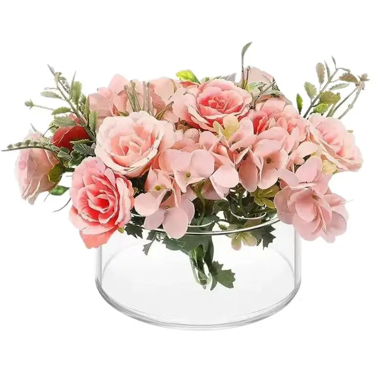 

Clear Acrylic Flower Vase Transparent Floral Arranger Round Decorative Vase Multifunction Acrylic Floral Arranger for Home Decor