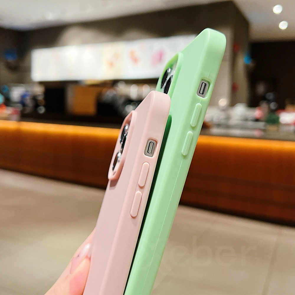 Matte Silicone Crossbody Phone Case with Necklace Strap - Candy Soft Shockproof Cover