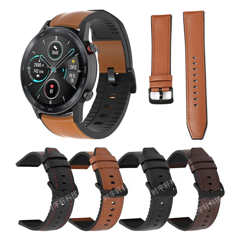 

Ремешок силиконовый для Honor Magic 2 42 мм 46 мм, кожаный спортивный браслет для Honor Watch GS Pro/GS 3/Huawei GT 2, 20 мм 22 мм