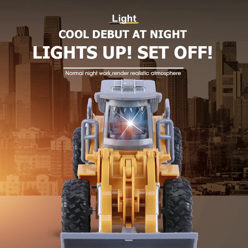 Remote Control Excavator With Light Bulldozer Engineering Car RC Model Car Simulated Construction Car Children's Day Gift 3
