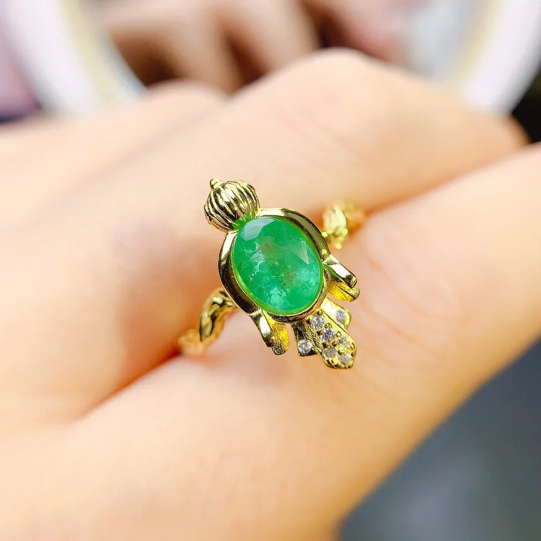 

Sterling Silver 925 Ring Engagement Ring Female Luxury Free Shipping Gem Natural Emerald Ring Jewelry Female Original Date