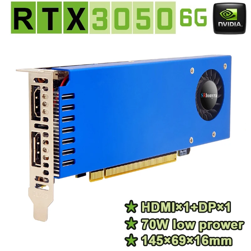 SRhonyra Geforce Graphics Card RTX 3050 6GB GDDR6,Low Profile 96 Bits PCIe 4.0 X16 SFF GPU Dual Screen Support