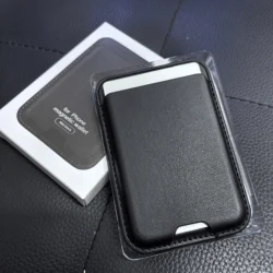 Magnetic Wallet Card Holder Case Cover with Box (Black)