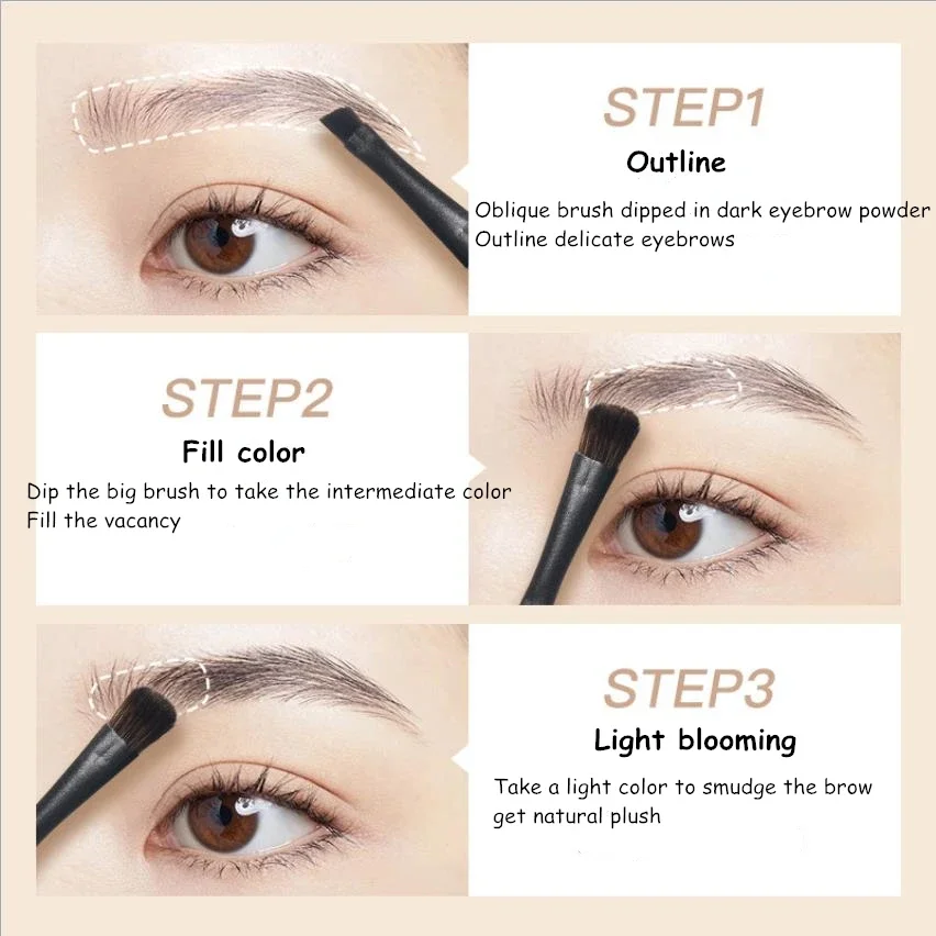Judydoll 3 Colors Eyebrow Powder Palette Makeup Black Brown EyeBrow Enhancer Professional Waterproof Cosmetic Eye Shadow Palette 3
