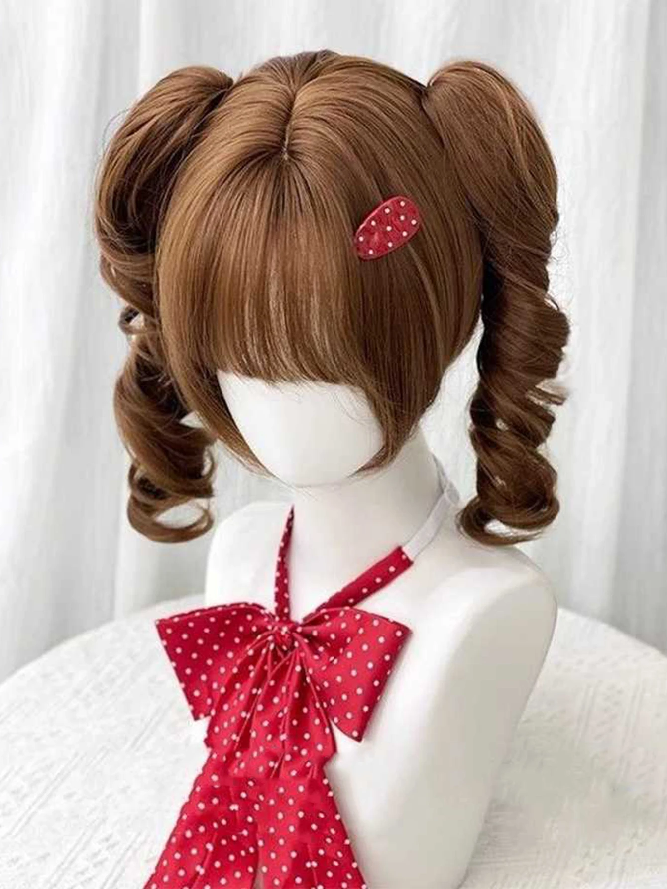 Synthetic Blonde Bob Wig for Women with Curly Ponytail