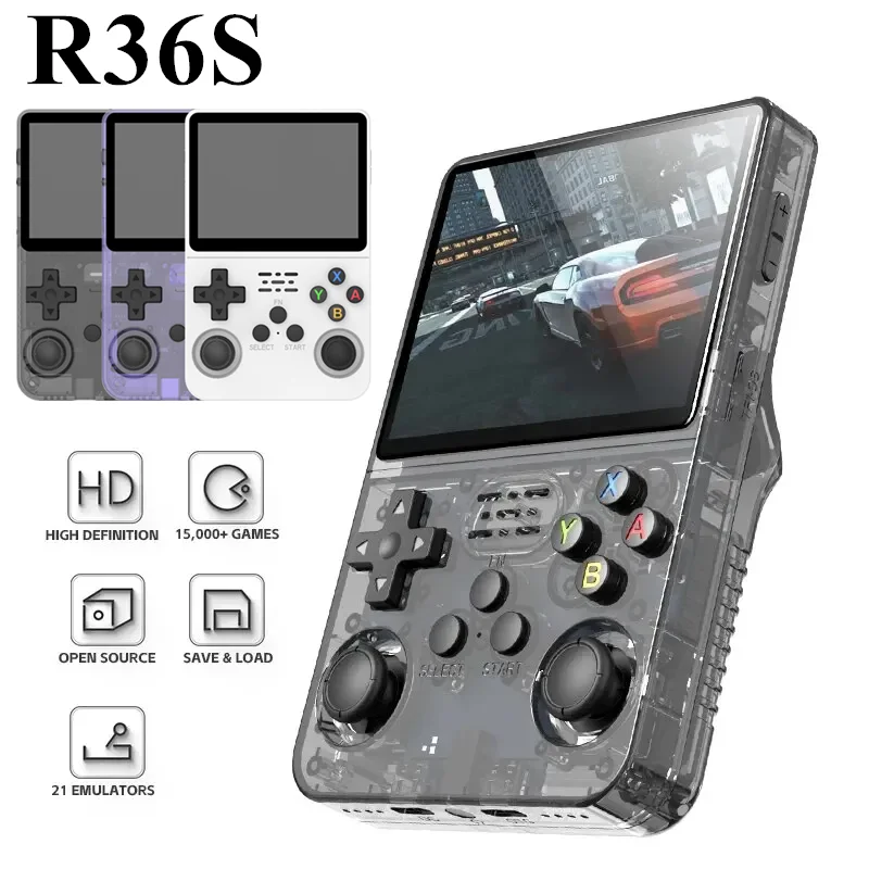 

Портативная игровая консоль R36S в стиле ретро, операционная система Linux, 3,5 дюймовый IPS экран, портативный карманный видеоплеер, 128 ГБ, игры, R35s Pro