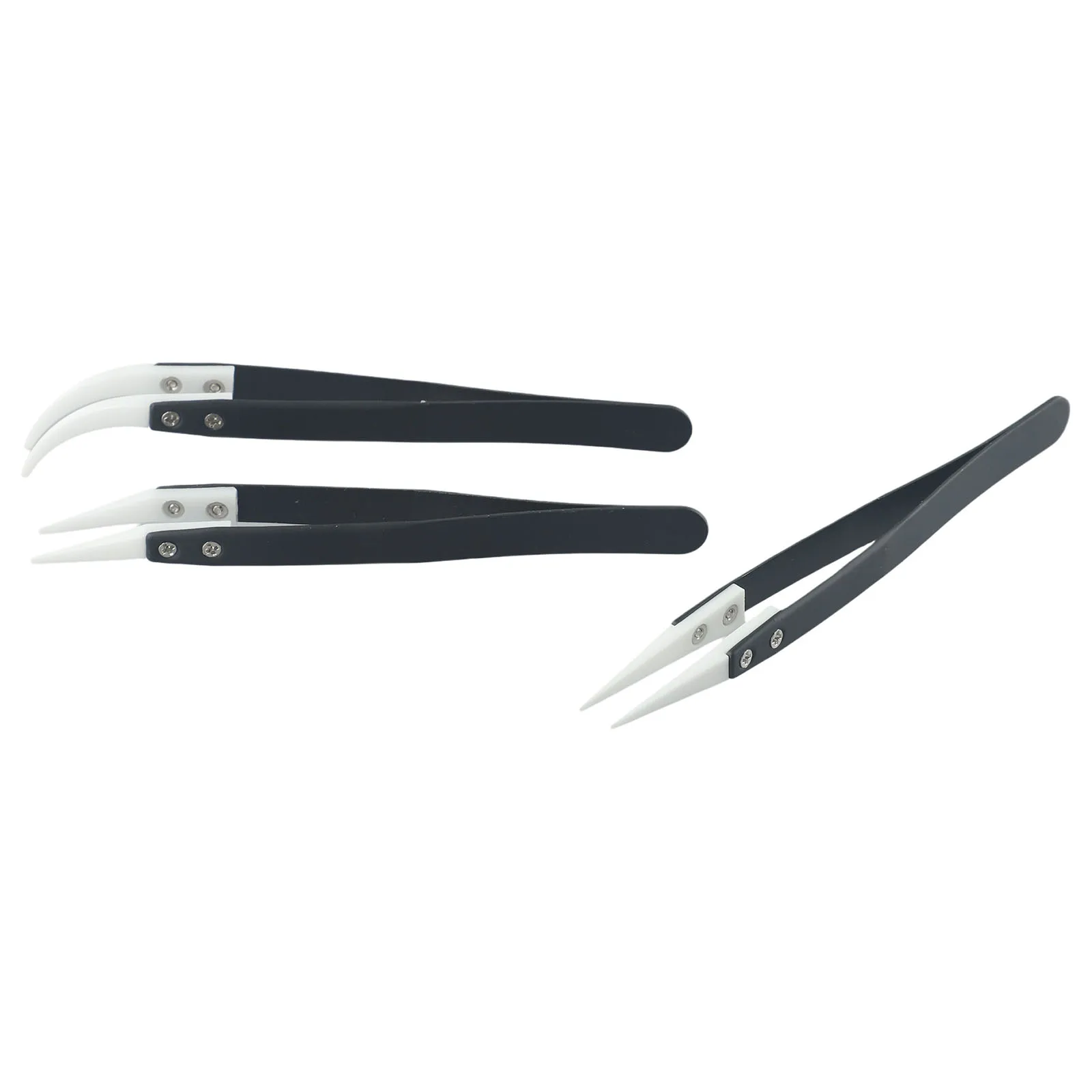 

3pcs/set Insulation Ceramic Reverse Tweezers Anti-Static Heat Resistant Non Conductive Tweezers Straight Curved Tips