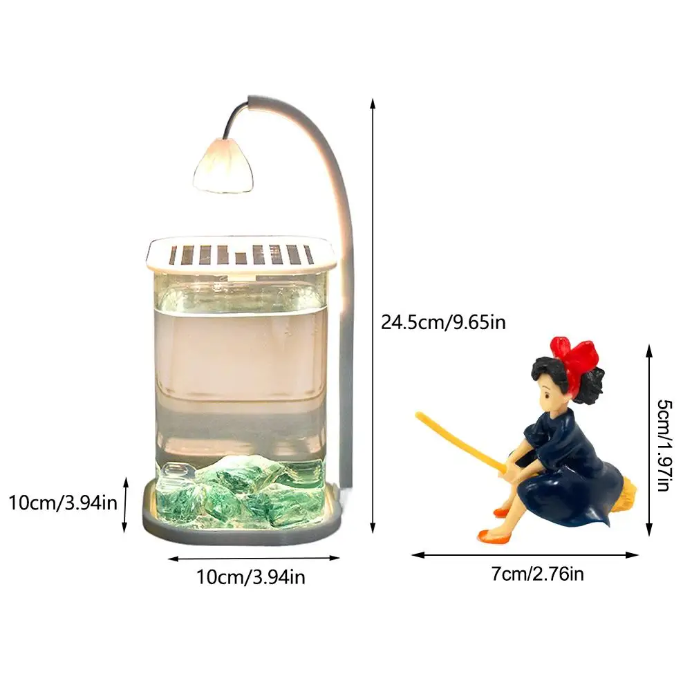 [Free Ornaments] Mini Desktop Fish Tank Creative Ornaments Office Healing Internet Celebrity Small Ecological Landscape Glass Fi