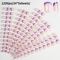 120/240 pièces français court carré faux ongles 12 tailles couverture complète presse sur ongles brillant français faux bout des doigts pour les femmes bricolage ongles & 4