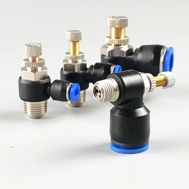5PCS SL Type Pneumatic Speed Regulating Valve - 4mm Tube M5 1/8" 1/4" Thread Throttle Fitting Air Hose Quick Connectors 2