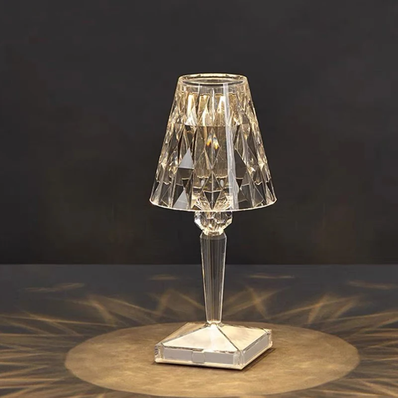 

Italian Diamond Table Lamp Acrylic Decoration Desk Lamps For Bedroom Bedside Bar Crystal Lighting Fixtures Gift LED Night Light