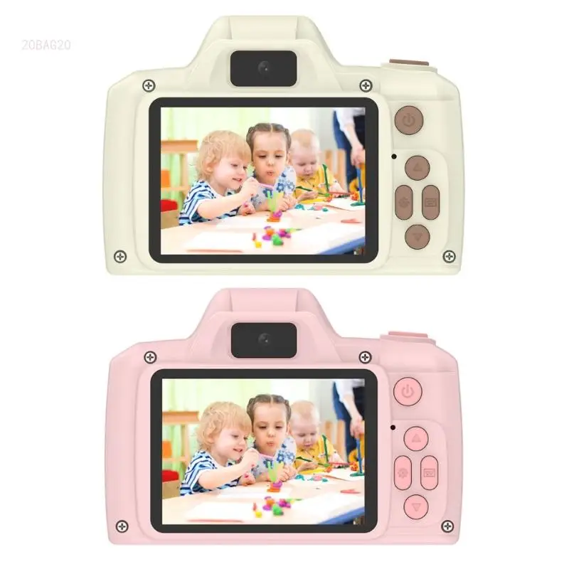 Kids Camera with Long Lens and 2.4" Large Screen Children Video Recorder 4800W Front Rear Camera Birthday Gift