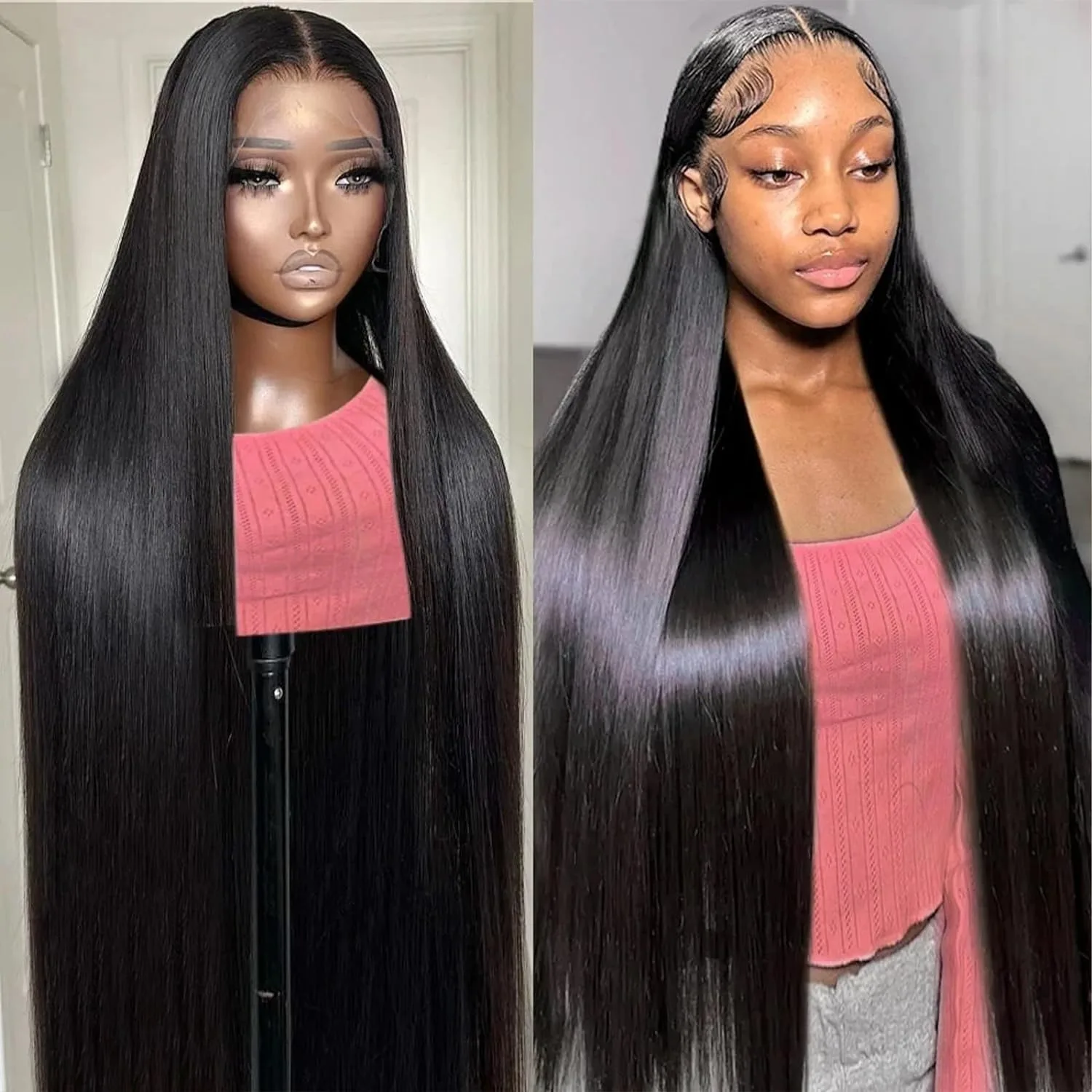 40 Inch 200% Density 13x4 Transparent Bone Straight 30 40 Inches Lace Frontal Human Hair Wigs Brazilian Frontal Wigs For Women 5