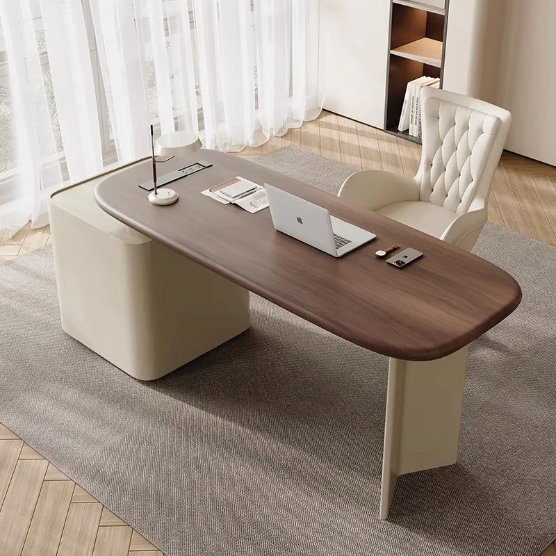 

French retro style desk, cream style study, home office computer desk, light luxury, modern and simple medical beauty consultati