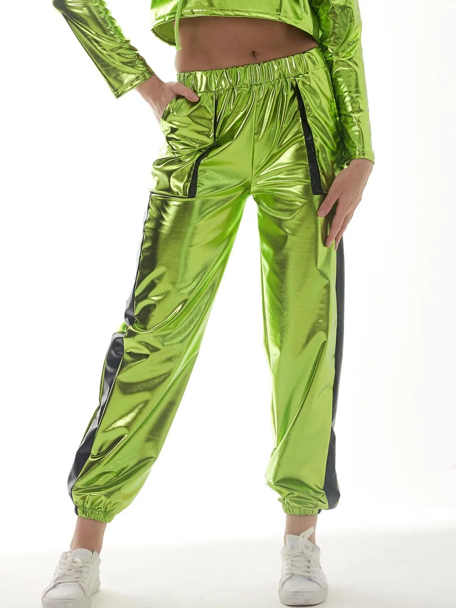 Baggy Cargo Pants For Women Women Metallic Shiny Pants Street Fashion Gold Stamped Trousers Carnival Pantalones De Mujer - 200000345