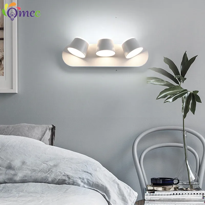 LED Indoor Wall Lamp Ratable Bathroom Mirror Light Black White Bedside Wall Lamps For Bedroom Living Room Aisle Lighting Fixture